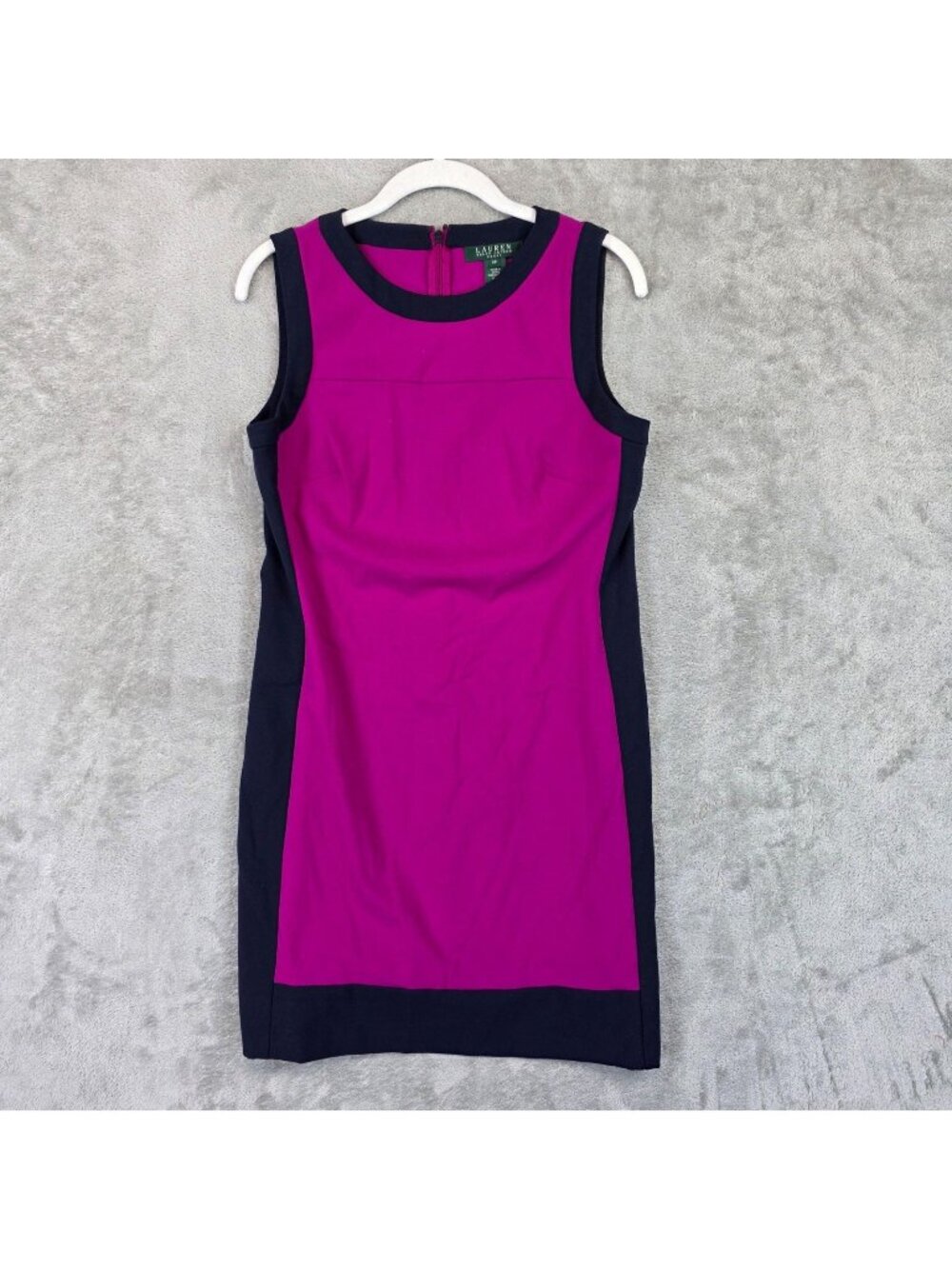 Lauren Ralph Lauren Dress Womens 8P Petite Pink Colorblock Sleeveless Sheath